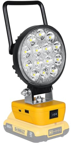 RIGIDON Trådlös bärbar LED-arbet för Dewalt 18 V/20 V batteri, 4 tum 42 W 4200 LM strålkastare för utomhus lågspänning klämbelysning, verkstad, garage, jobbplats, bilreparation, (inget batteri)