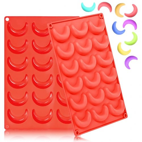 2 Piezas Molde de Silicona para Chocolate en Forma de Luna, Moldes para Turrón, Pralinas y Dulces, Molde Extra Profundo para Barra de Chocolate y Caramelos,Molde para tartas de chocolate