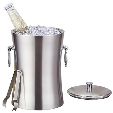 Kit secchiello per ghiaccio, 3 l, doppia parete in acciaio inox