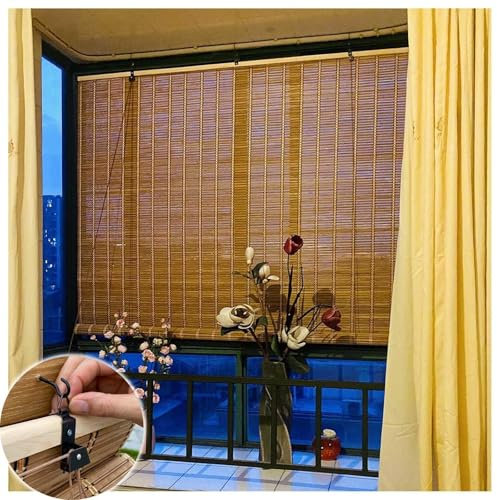 Bambusrollo Aussenbereich 50cm 60cm 90cm 100cm 120cm 140cm Breit,Sonnenschutz Rollläden Für Fenster,Rollo Bambus Innen,Lichtfilternde Jalousien Mit Heber,Sichtschutzvorhänge,W×H-50×200cm(20*79in)