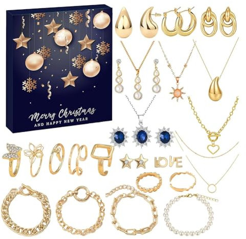 XUJIAN Adventskalender Adventskalender Schmuck Damen mit 24 Überraschungen Damen Schmuckset