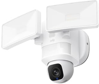 eufy Security Floodlight Cam E30, telecamera wi-fi esterno, Rotazione Panoramica e Inclinazione a 360°,Rilevamento e Tracciamento con AI, Video 2K, 2000 Lumen, Registrazione 24/7 (Ricondizionato)