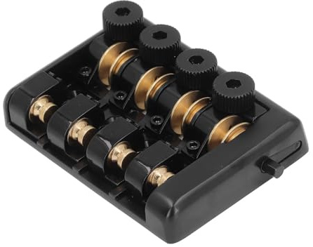 4 Saite Headless Electric Bass Bridge Premium Zink Legierung Messing Starker, Stabil (Schwarz)