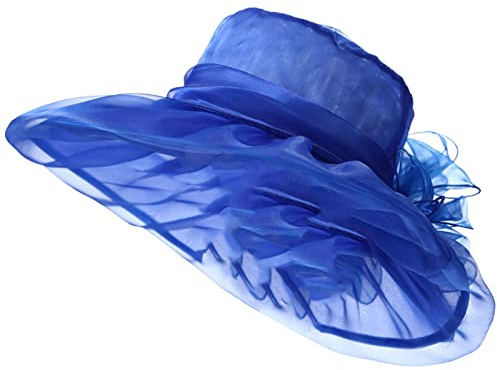 Generisch Frauenorganza Hut Damen Organza 2025 Breitrandiges Blumenband damen Kirche Fascinator Braut Hochzeit Kirchenkleidersonnenhut-Blumenmaschen-Sonnenhut, Strandsonnenschutz