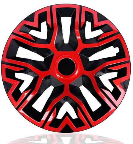 NRM Tapacubos de 16 pulgadas para llantas de acero, 4 unidades, color rojo y negro