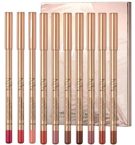 10 Couleurs Nude Crayons à Lèvres,Lipliner Crayon Set,Imperméable à l'Eau Lèvres Maquillage Soft Pencil Durable Mat Lisse Ultra Fine Lipliner
