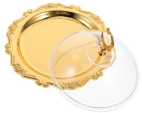 BESTOYARD Vassoio Elegante Acrilico Trasparente Con Copertura Cupola Per Servire Frutta e Dessert Design Con Petali Per Feste e Decorazioni Domestiche