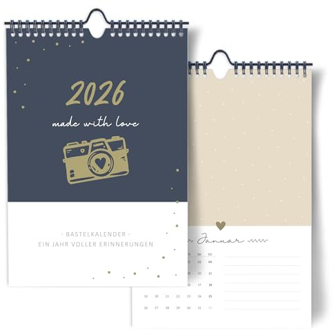 Fotokalender 2026 zum Selbstgestalten I [Blattgold] I Bastelkalender 2026 A4 I Wandkalender I Kalender als Monatskalender Januar bis Dezember mit Goldakzenten, für Zuhause oder Büro…