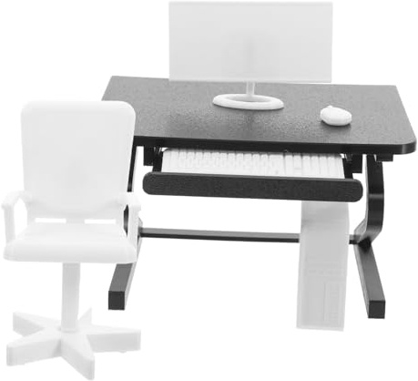 Toyvian Miniature Computer Desk for Dollhouse Scale Office Table Laptop Mini Simulation Desktop Toy Computer for Creative Play