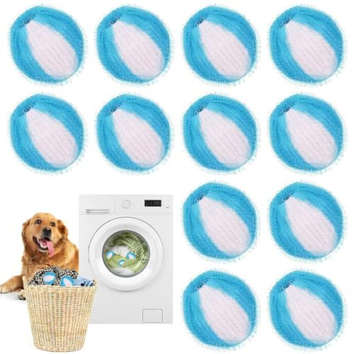 12PCS Pet Hair Remover Sets for Laundry，Reusable Pet Hair Remover Washing Machine，Dog Hair Remover for Tumble Dryer，Cat Hair Remover，Tumble Dryer Balls for Laundry Bedding Clothes