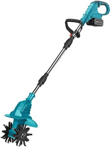 Cultivador EléCtrico De 21V,270 Rpm, Con 2 O 4 Cuchillas De Acero, 20Cm De Ancho Y 25Cm De Profundidad, Recargable, PortáTil, Para JardineríA Y Cultivo De Suelo,Blue-FourBlades-1battery