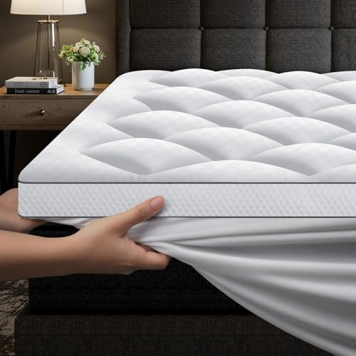 1000gsm Ultraweich Matratzentopper mit Memory Foam Partikel 160x200cm | mit 4 Anti-Rutsch-Ecklaschen, Premium Matratzenauflage Hypoallergene, Maschinenwaschbar Microfaser Topper