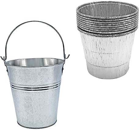 AKOOSY Secchio Raccogli Grasso per Barbecue con 10 Rivestimenti USA e Getta, Secchio per Olio da Barbecue all’Aperto, Maniglia Portatile e Facile da Pulire, Accessorio per Griglie