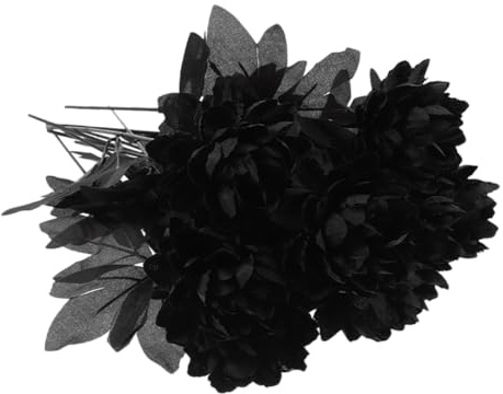 Ciieeo 12pièces Lot de Fleurs Noires Artificielles Dahlias pour Halloween Fausses Fleurs Tiges Centre De Table Décoratif