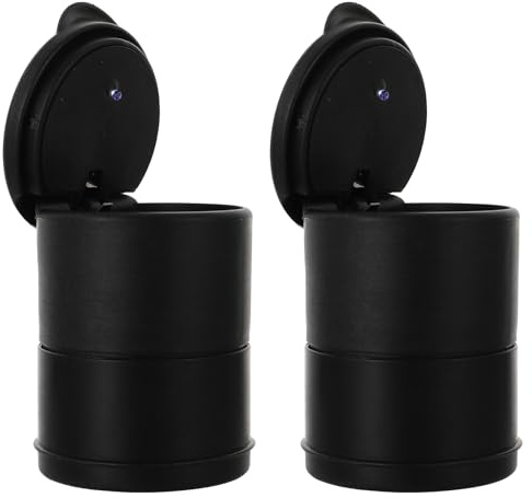 Warmhm 2 pièces Cendrier Voiture LED Compact Cendrier Portable Anti-odeur avec Lampe Intégrée Design Créatif et Résistant Au Feu Accessoire Voiture Pratique et Léger
