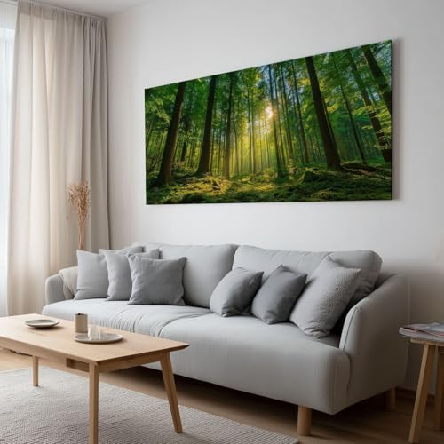 Impression sur Toile Decoration Murale Peinture Paysage Naturel Soleil Forêt 80x60 cm Tableau Artistique pour salle de bain chambre salon poster Décor Muraltoile unframed