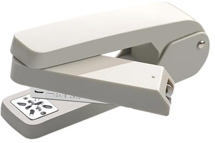 MERIGLARE Grapadora giratoria de escritorio, ligera, portátil, con capacidad para 50 hojas, herramienta manual para universidad, oficina y aula, Gris