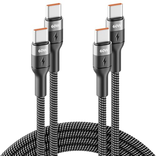 deleyCON 2x 2m USB-C Laddkabel för iPhone 17 16 15 Pro Max Air Galaxy A16 A56 S25 S24 S23 Pixel iPad Pro MacBook AirPods Surfplatta Switch PS5-60 W Snabbladdningskabel PD 3.0 PPS