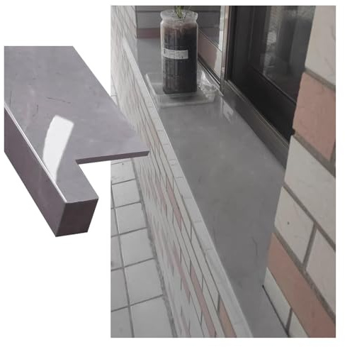 Fensterbank Verkleidung, Fensterbankabdeckung, Fensterbank-Abdeckleiste in Hellgrau mit Fliesenoptik, for Fenster-/Türrahmen/Treppen(Style2,3.25x29.5in (8x75cm))