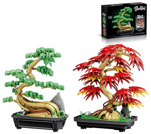 APENGBAOL 2-in-1 Bonsai Tree Building Set 1023 Pcs Red Maple & Pine Plant Model Kit for Adults Botanical Garden Collection Zen Home Decor & DIY Flower Construction Gift