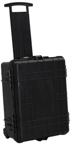 Tomostar Fotokoffer, Hartschalenkoffer für den Außenbereich, Transportkoffer, Schutztasche, Flugkoffer mit Rollen, Schwarz, 58 x 45 x 27 cm, PP
