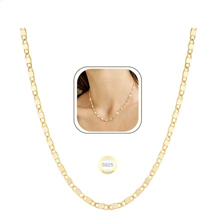 DORANA 1mm 925 Sterling Silver Chains for Women Hypoallergenic Link Chain Necklace 14K Gold Plated Minimalist Chain Jewellery for Women 16+2 inches