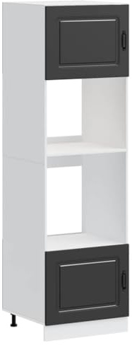 KKgypkn Herdumbauschrank 2 STK, Kalmar Schwarz, Holzwerkstoff – Ofenschrank mit großem Fach für Backofen und Mikrowelle, höhenverstellbare Füße, platzsparendes Design, pflegeleicht