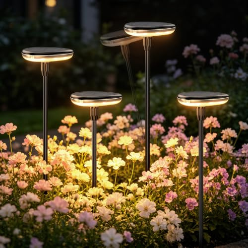 SKUTZTEK Solarlampen für Außen Garten 4 Stück Garten solar Warmweiß 1000mAh Solar gartenleuchten für außen 34 Lumen Gartenbeleuchtung IP65 Wasserdicht für Gartendeko Terrasse Rasen Outdoor