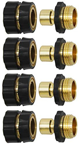 Twinkle Star 3/4 Inch Garden Hose Fitting Quick Connector Male and Female Set, 4 Set, Garden Hose Adapter, Quick Connect Hose Fittings, Garden Hose Connector, Hose Attachment