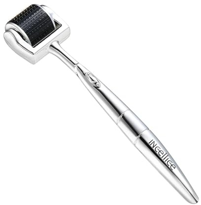 Derma Roller 1mm, Derma-Roller for Hair Beard Growth, 192 Real Individual Needles, Professional Microneedling Roller for Face Body Scalp, Titanium Micro Needling Roller for Men and Women