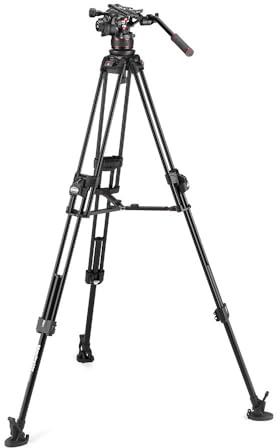 Manfrotto, Fluid-Videokopf Nitrotech 612-Fast Twin Videostativ 645, Tripod aus Alu, Stativ Profi-Kit für DSLR, Kamerastativ für Digitalkamera, Camcorder, Videofilmer, Traglast 18 kg