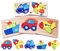 Highttoy Wooden Jigsaws for 1 2 3 Year Olds,5 Pcs Jigsaw Puzzles for Toddlers Traffic Vehicle Chunky Shape Blocks Early Educational Montessori Wooden Toys for 1+ Year Old Boys Girls