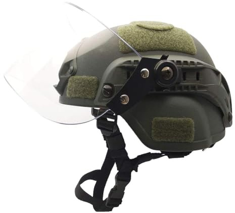 LEJUNJIE Tactical MICH 2000 Fast Helmet with Clear Riot Visor Face Shield Sliding Goggles for Airsoft Paintball CS War Games Outdoor Sports