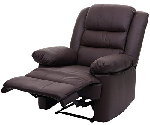 Mendler Fernsehsessel HWC-G15, Relaxsessel Liege Sessel, Leder + Kunstleder 101x87x100cm - braun