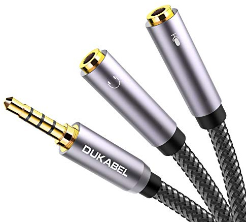 DuKabel Audio Klinken Y Kabel Kopfhörer Splitter Adapter (3.5mm CTIA Standard Klinkenstecker auf 2X 3,5mm TRS Buchse) für Gaming Headset, Xbox One, PS4, Smartphones und Laptop - Top Series 1,2m
