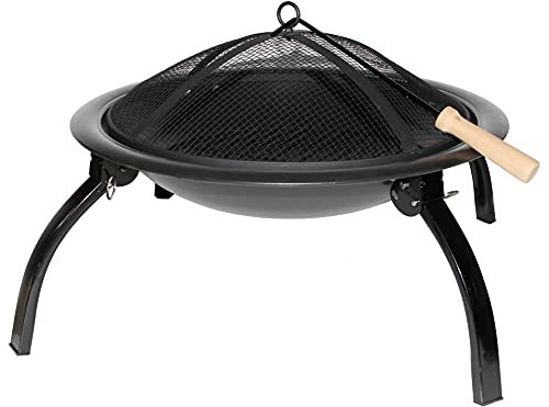 Fire Pit Steel Folding Outdoor Garden Patio Heater Grill Camping Bowl BBQ With Poker, Grate, Grill with Free Carry Bag