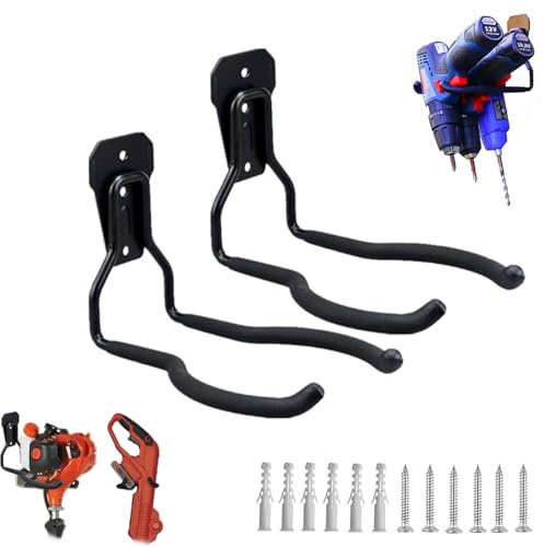 Falezern Garden Power Tool Hanger, 2 Pcs Metal String Trimmer Wall Mount Hanger, Weed Eater Storage Hook for Garage Wall, Weed Eater Organizer Wall Mount, Garage Hook for Hanging Weed Eater