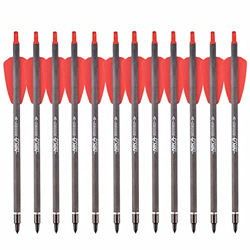 NIKA ARCHERY Tornillos de ballesta de 7,5 pulgadas con flechas de carbono con 2 alas para cobra sistema R9 caza con arco, 12 unidades