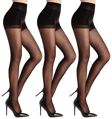 WAJIAFAR 3 Paar Strumpfhosen Für Damen，Bauchweg Strumpfhosen Damen ， Mit Tummy Control Hohe Taille Butt Lift Und Verstärkten Zehen Für Frauen