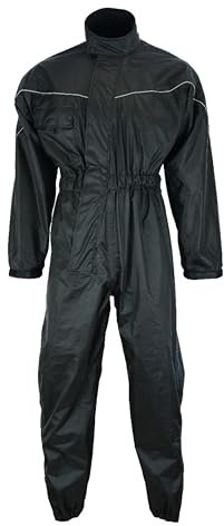 warrior gears Combinaison de pluie de moto une pièce pour homme, combinaison imperméable coupe-vent pour homme et femme, combinaison imperméable tout-en-un pour adultes, Noir , XL