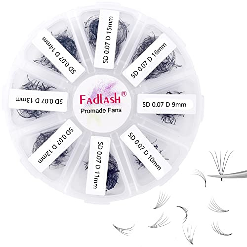 Russische Vorgefertigte 5D 0.07 D Curl 9-16mm Mixed 1000pcs Wimpern Extensions Promade Russische Fächerwimpern Vorgefertigte Wimpernverlängerung für Schönheit