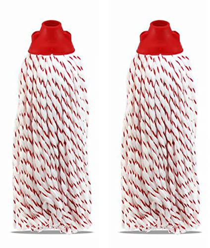 JUANIO Lot de 2 mop, serpillère à Franges pour Balai, tête de Balai, Recharge Lave Sol, tête de Rechange en Microfibre, 150 GR
