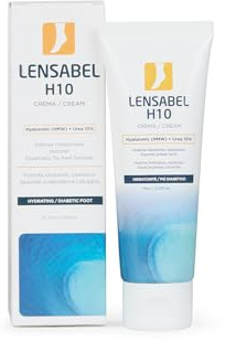 Lensabel H10 75 ml - Crema Pies Urea 10%, Ácido Hialurónico, Karité - Pies Secos y Agrietados - Talones Agrietados - Ultra Hidratante - Piel Seca y Sensible - Pie Diabético - Lensa