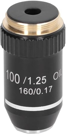 Lente Objetivo Microscopio Inmersión Aceite Reemplazo Lente Objetivo Alta Potencia Aumento 100X Interfaz 20.2 Mm