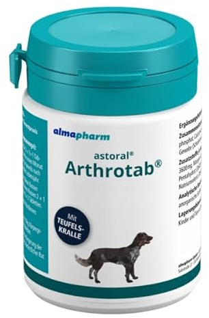 Almapharm Arthrotab | 160 Tabletten | Ergänzungsfuttermittel für Hunde | Zur Förderung der Gelenksfunktionen | Mit Teufelskralle, Brennnessel, Löwenzahn, Zink und Selen