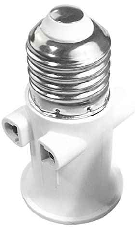Jiakalamo Portalampada E27 Eu a LED, attacco E27 Split Fiamma, adattatore, adatto per AC 100 V, 240 V, 4 A, resistente al fuoco e al calore (bianco)
