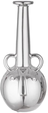 GILDE Dekovase Gesichtsvase - Blumenvase Vase groß aus Keramk Silber glasiert - Deko Wohnzimmer Geschenk Geburtstagsgeschenk - Farbe: Silber Höhe 38 cm