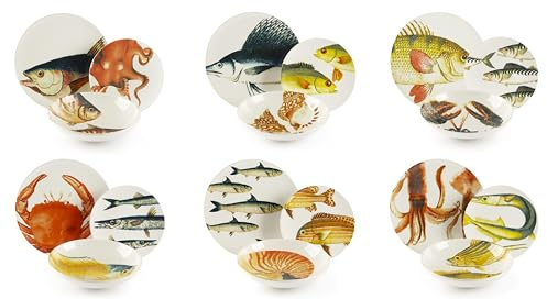 Excelsa Portland Servizio Piatti 18 Pezzi, Ceramica, Set 6 Persone, Multidecoro