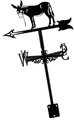 Colcolo Schwarze Esel-Wetterfahne, Esel-Ornament, Eisen-Tier-Wetterfahne, Windrichtungsanzeiger für die Dachmontage im Freien auf einem Bauernhaus
