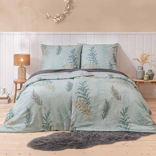 ESTELLA Feinflanell Bettwäsche Bormio aquamarin 1 Bettbezug 135 x 200 cm + 1 Kissenbezug 80 x 80 cm
